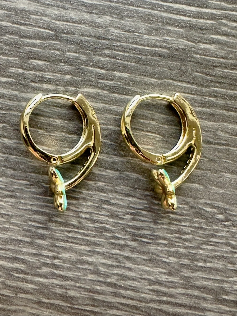 Pavé Set Huggie Hoops with Aquamarine Crystal Flower